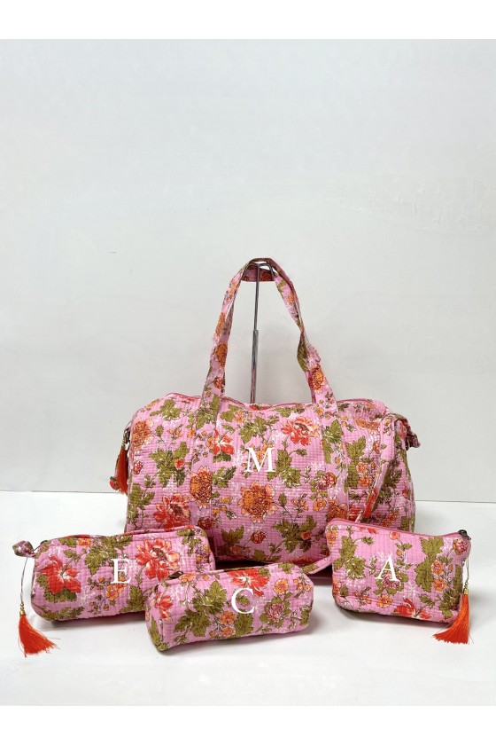 Bolsa viaje rosa flores...