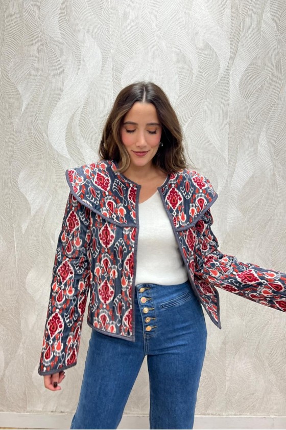 Chaqueta terciopelo estampada