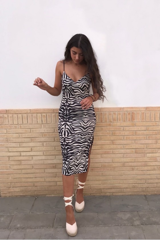 Vestido midi zebra