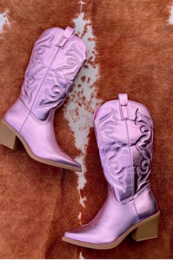 Botas cowboy bordadas rosa