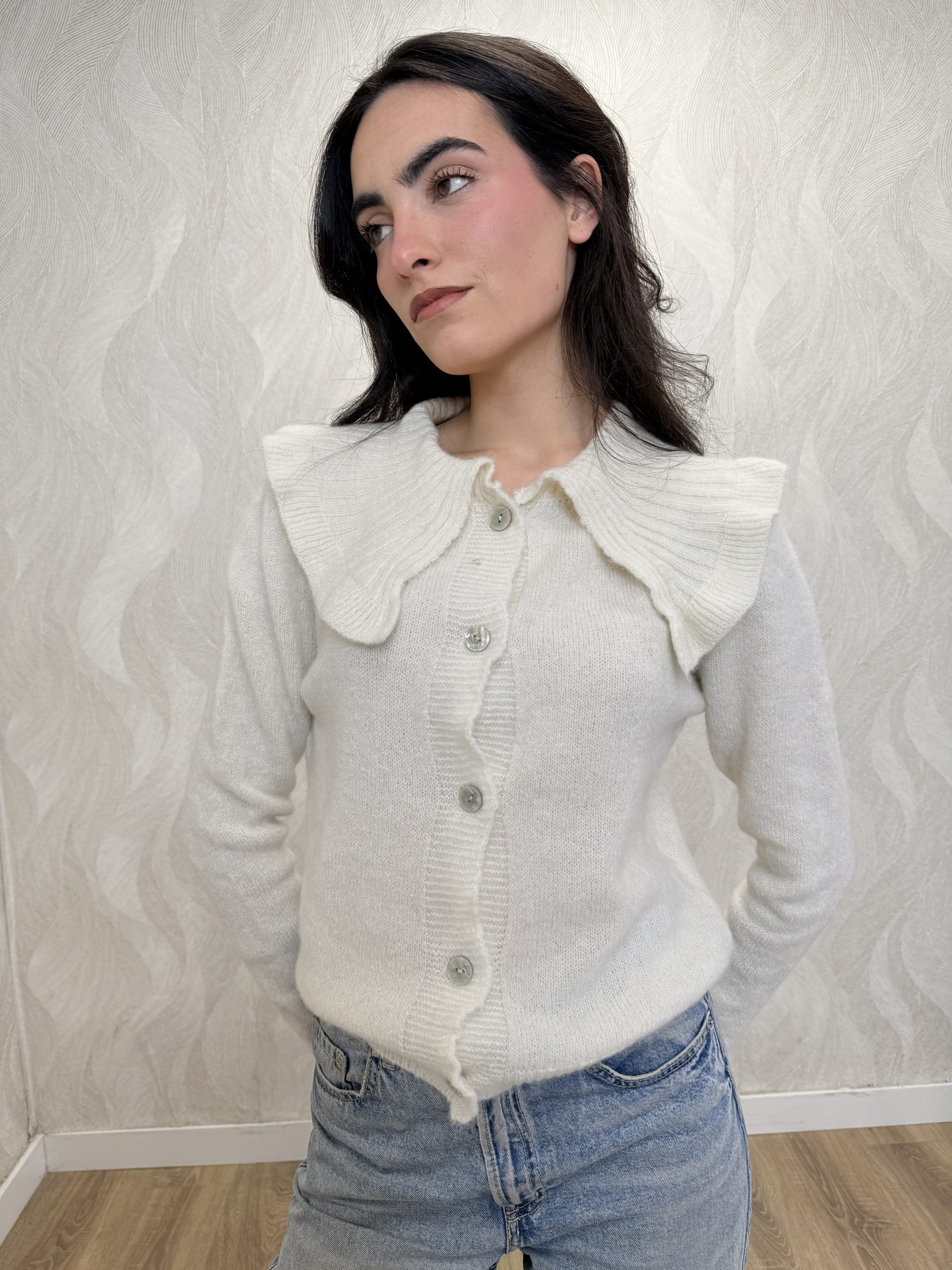 Jersey botones cuello bebé beige - Imagen 2