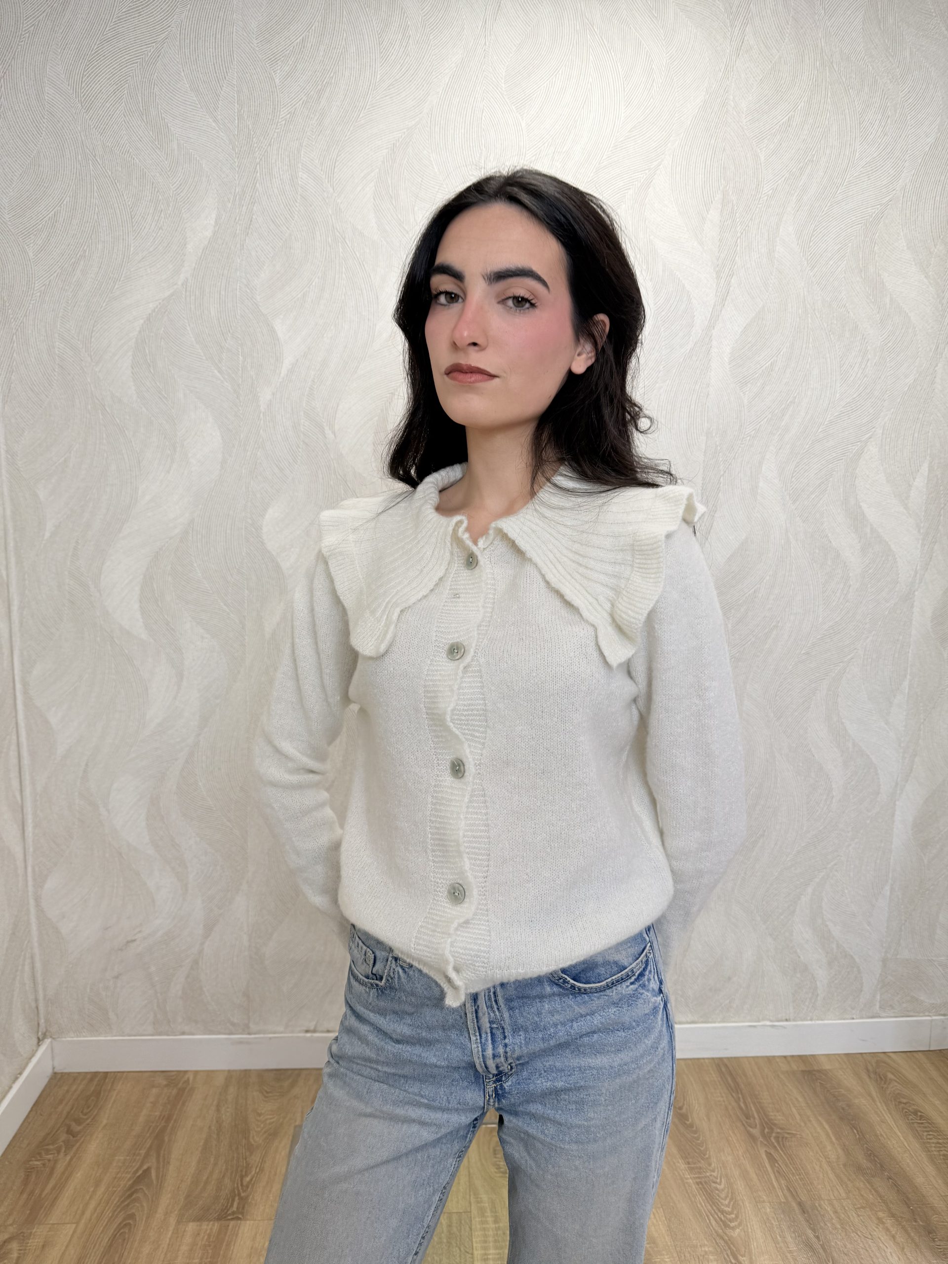 Jersey botones cuello bebé beige - Imagen 3