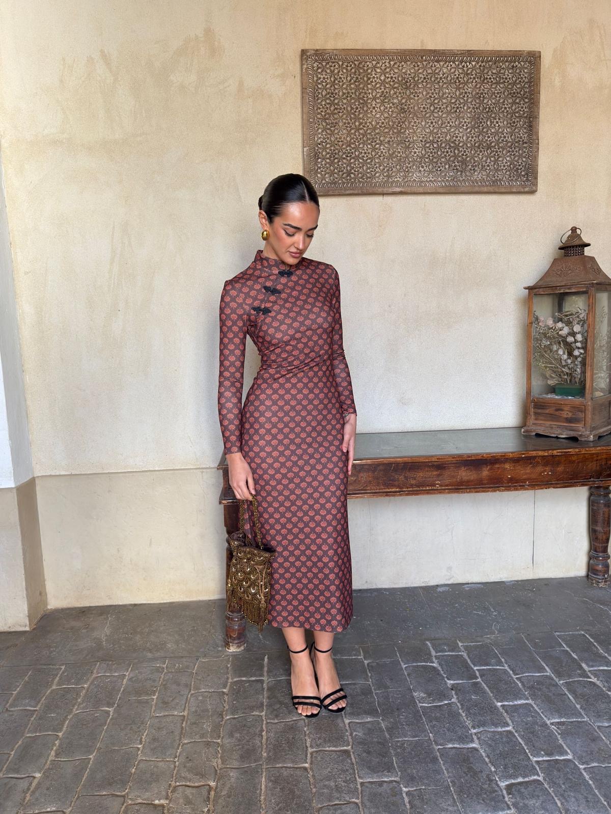 Alternative view of Vestido Tokio estampado naranja