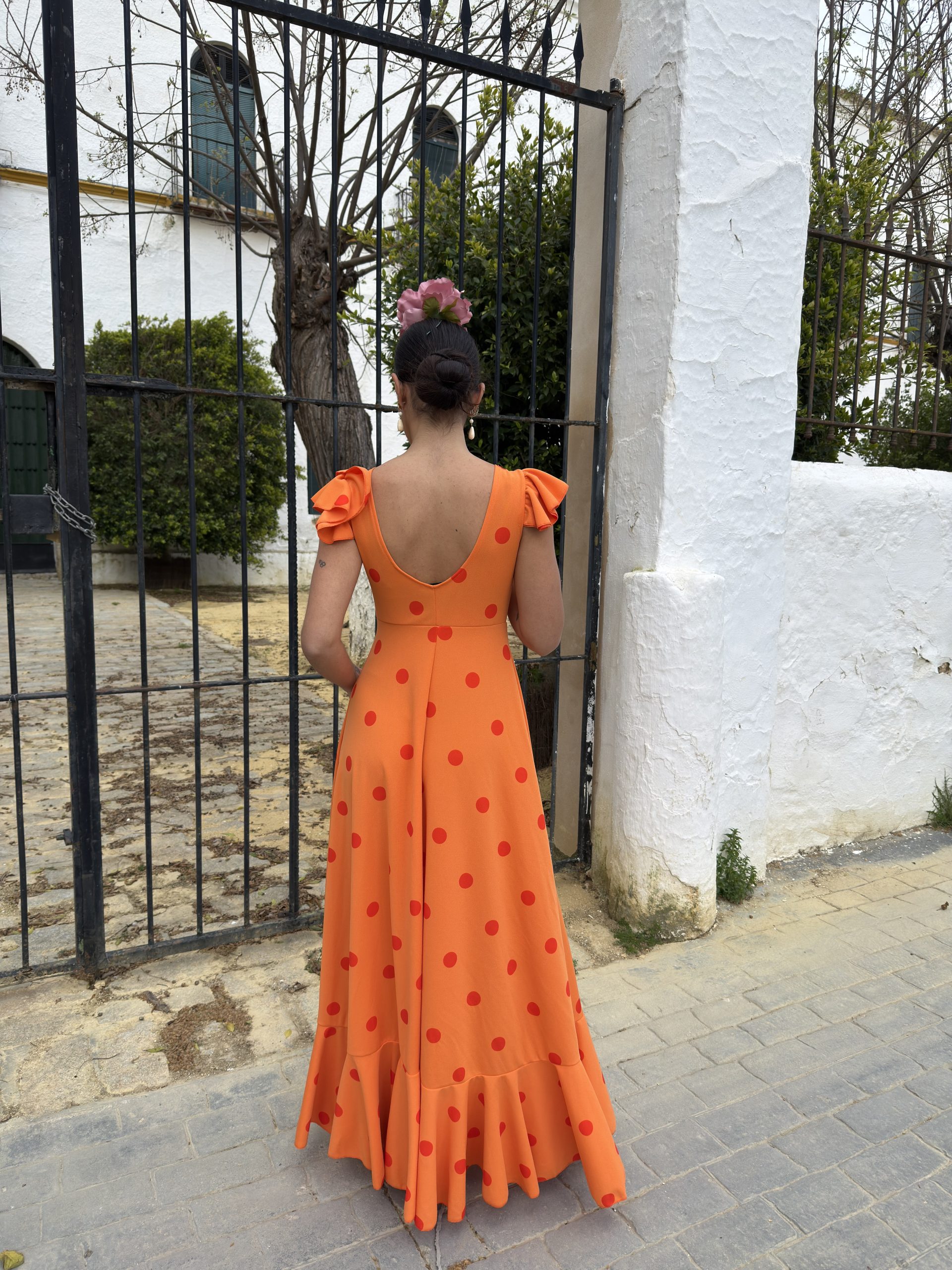 Vestido bata flamenca vuelo lunares - Imagen 4