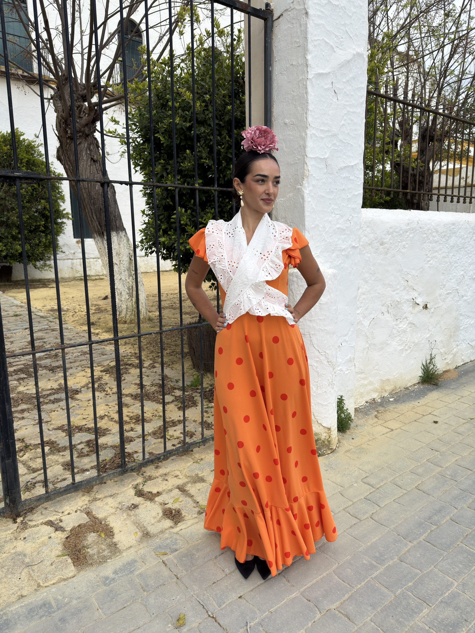 Vestido bata flamenca vuelo lunares - Imagen 5