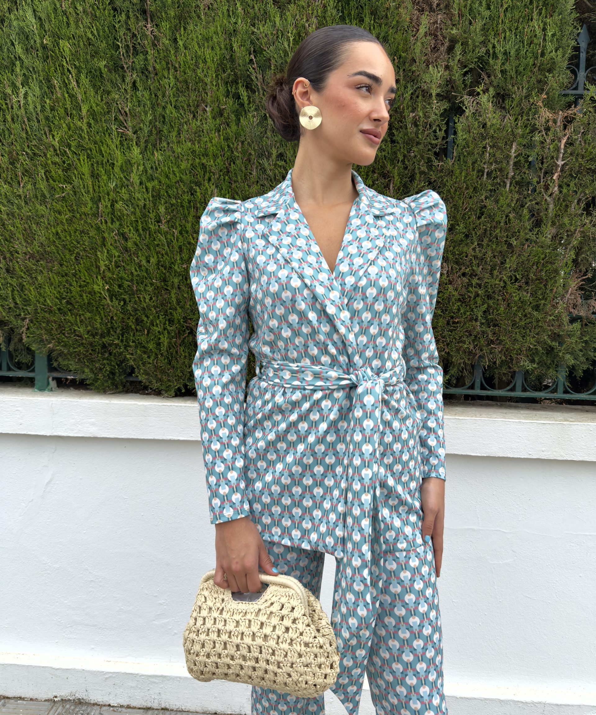 Alternative view of Conjunto traje estampado verde agua