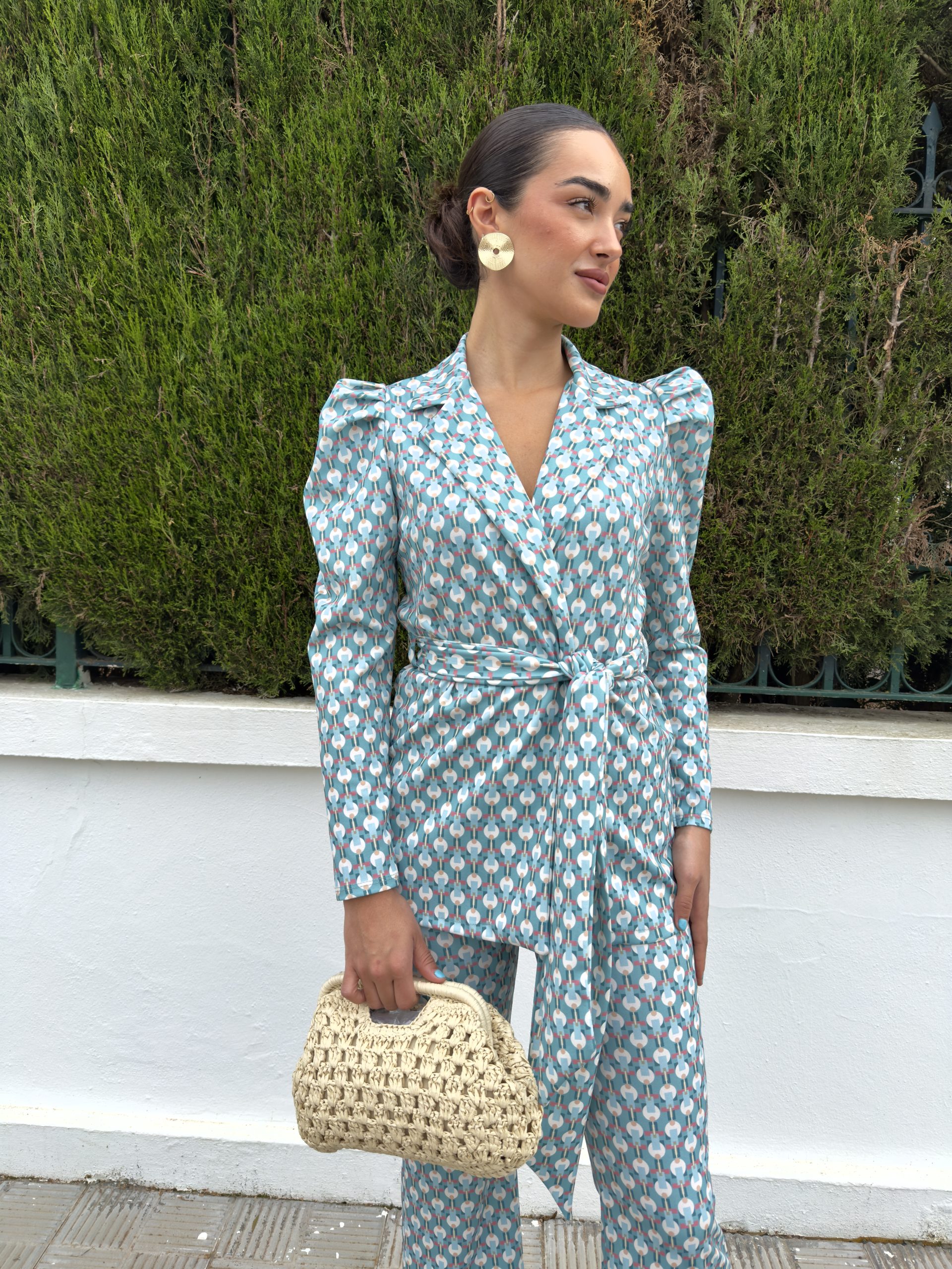 Conjunto traje estampado verde agua - Imagen 2
