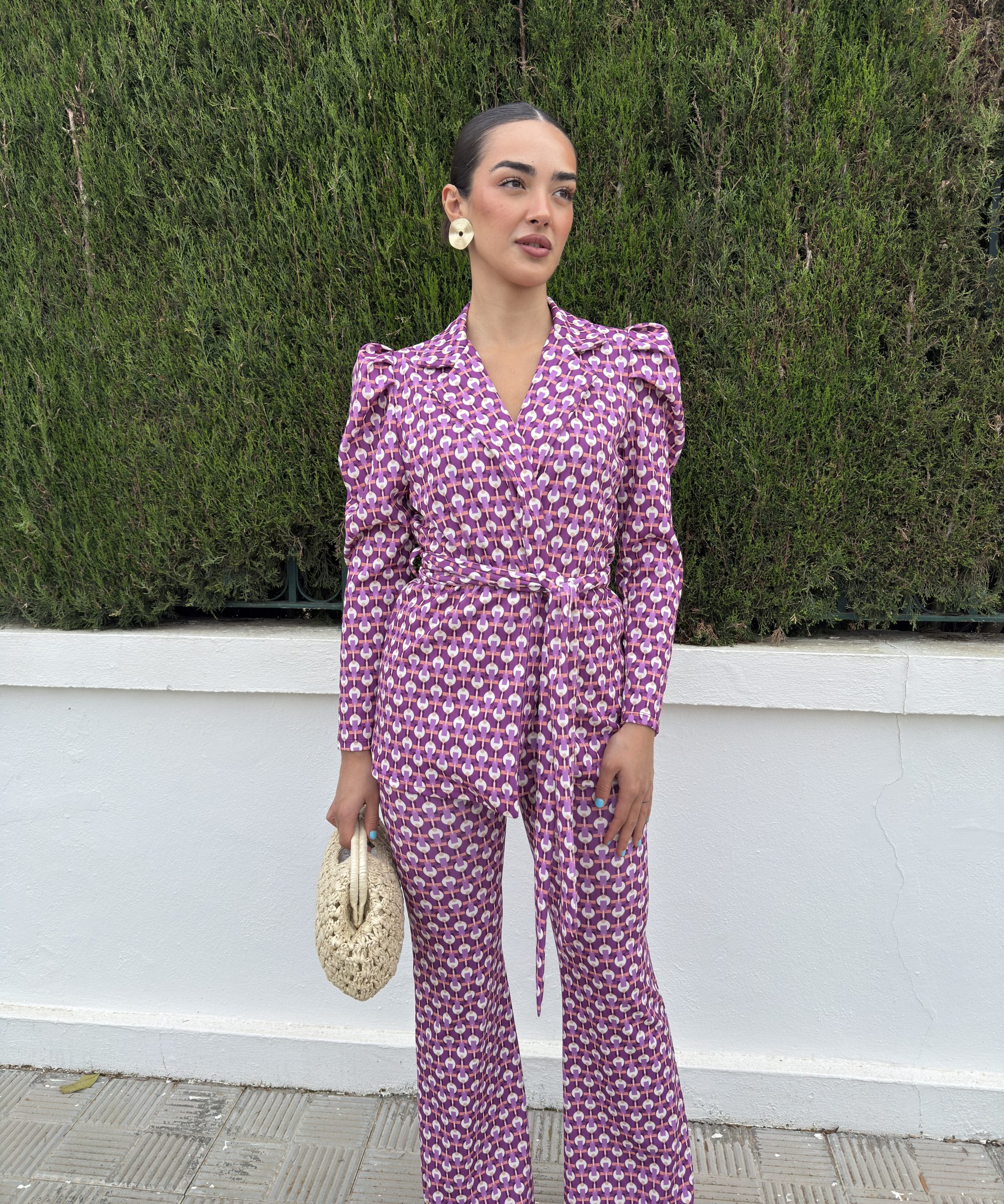 Conjunto traje estampado morado