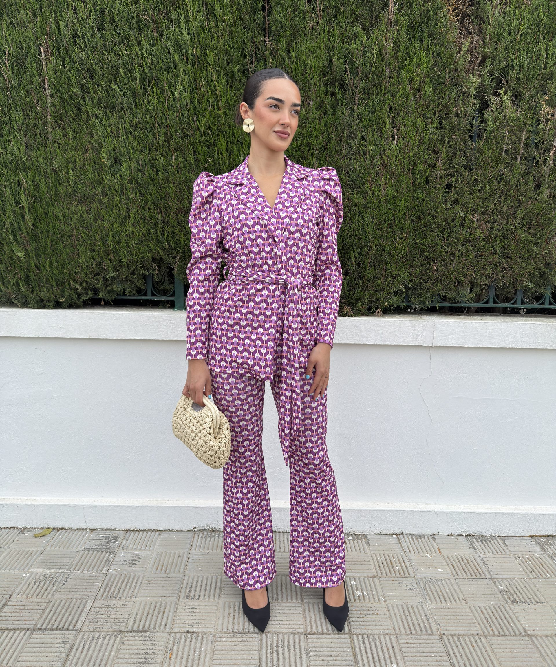 Alternative view of Conjunto traje estampado morado