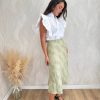 Falda midi bordada verde claro - Imagen 2