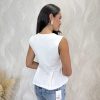 Top peplum cremallera blanco - Imagen 4