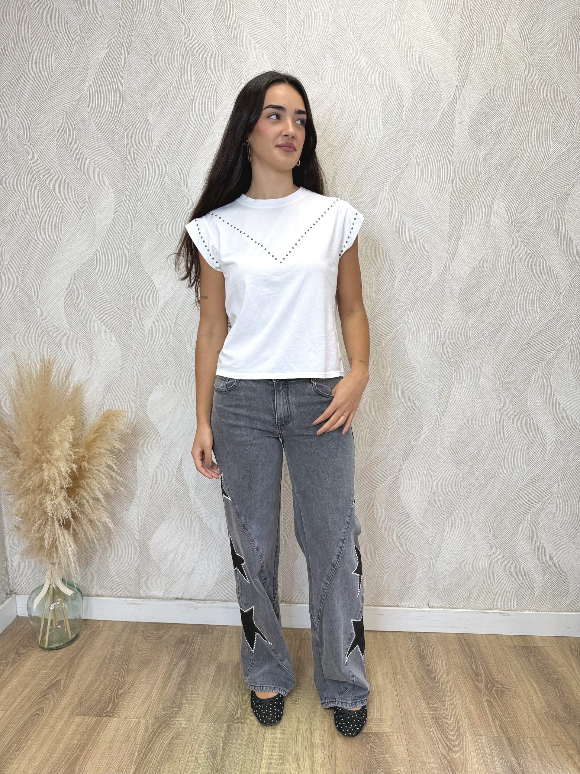 Pantalón vaquero estrellas gris