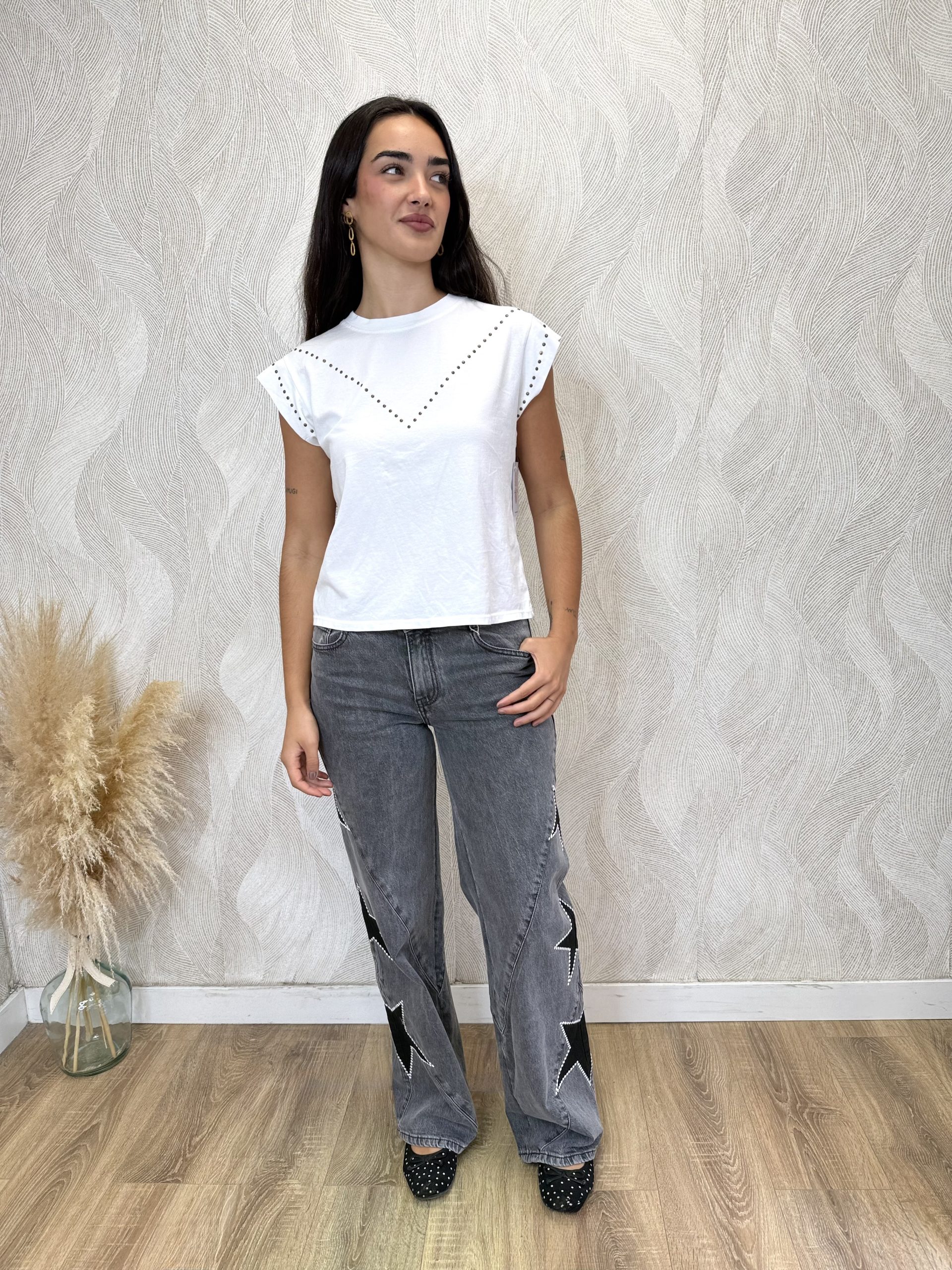 Pantalón vaquero estrellas gris - Imagen 2