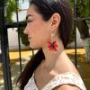 Pendientes largo flor rojo - Imagen 2