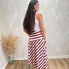 Falda midi rayas burdeos - Imagen 3