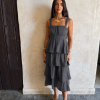 Vestido volantes gasa gris oscuro - Imagen 2
