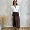 Falda midi capa pañuelo marrón oscuro - Imagen 2