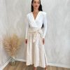 Falda midi capa pañuelo beige - Imagen 2