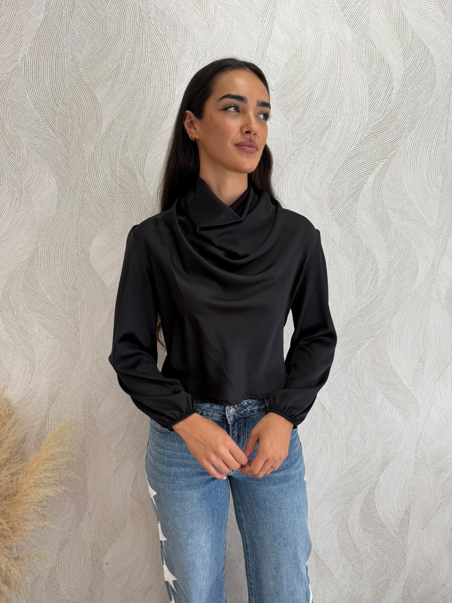 Camisa satén cuello drapeado
