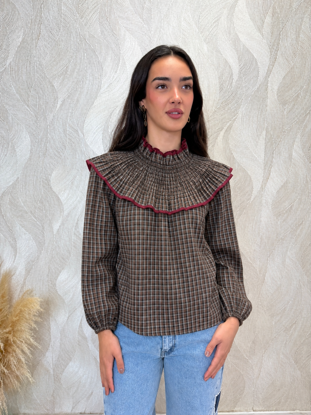 Alternative view of Camisa Simoneta vichy marrón