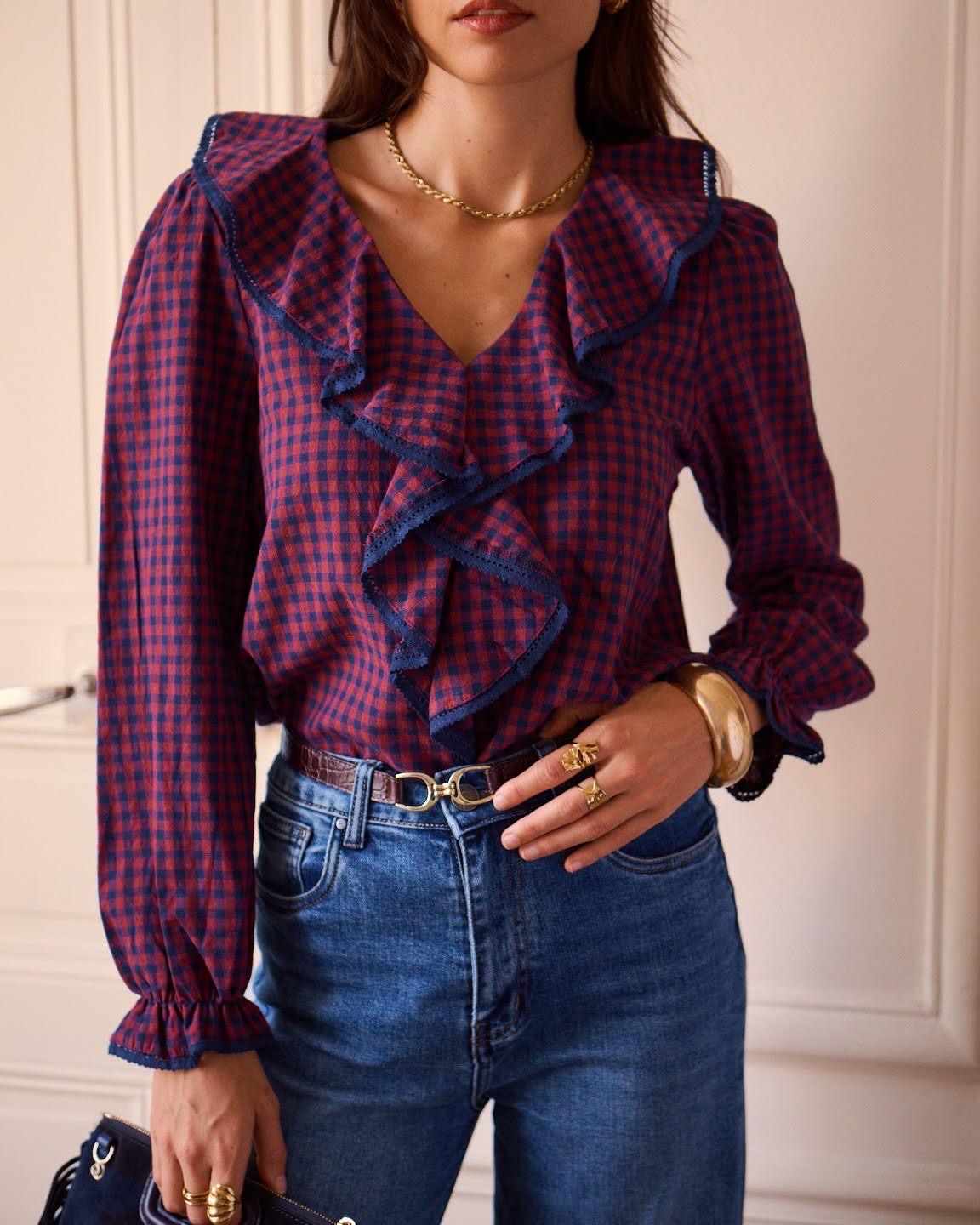Camisa volantes cuadros vichy