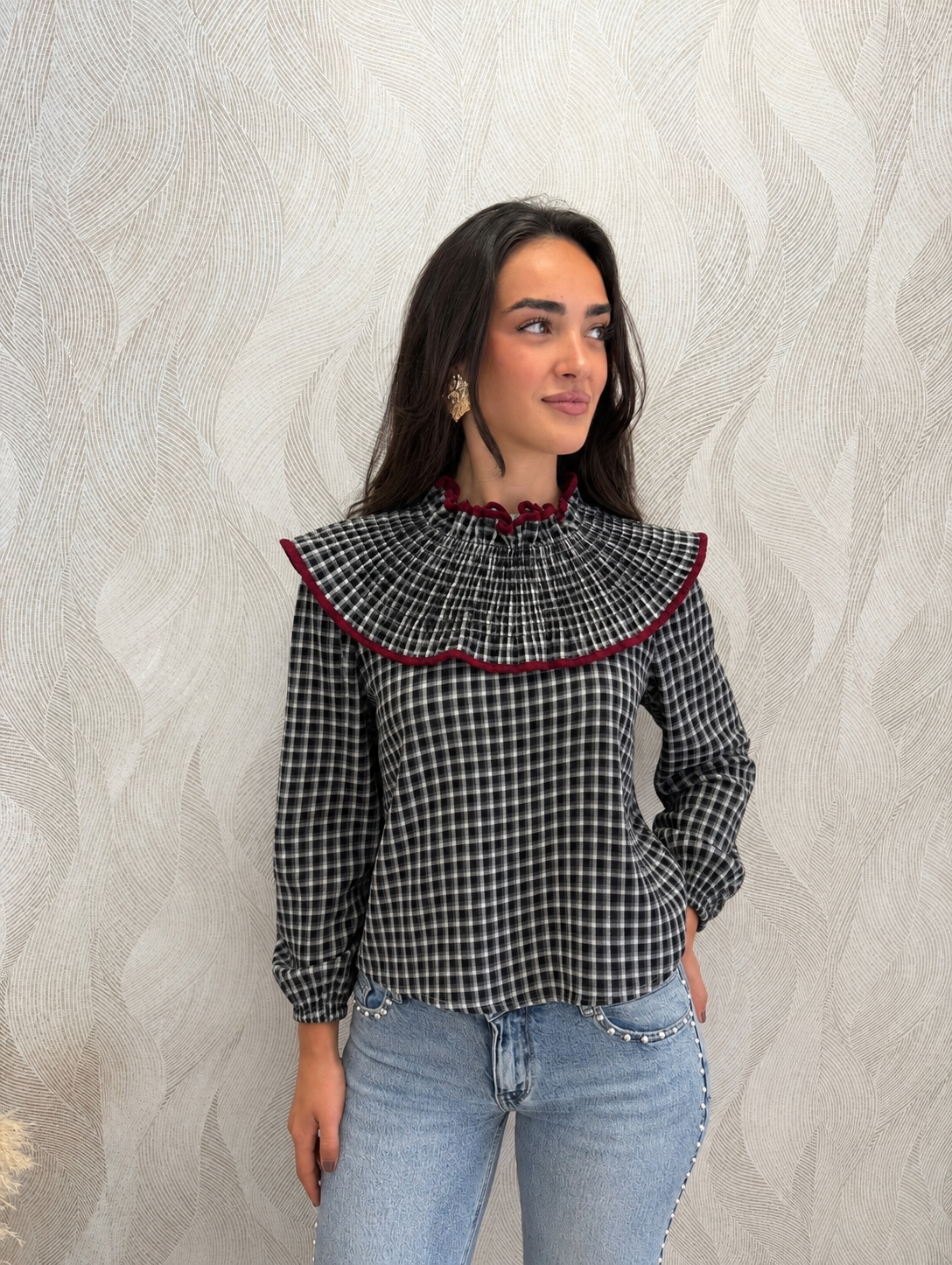 Camisa Simoneta vichy negro