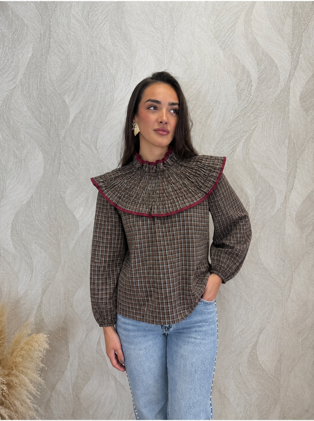 Camisa Simoneta vichy marrón