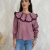Camisa volante encaje vichy - Imagen 4
