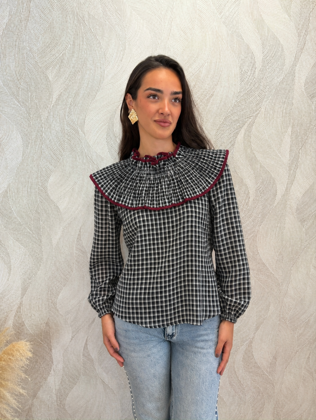Alternative view of Camisa Simoneta vichy negro