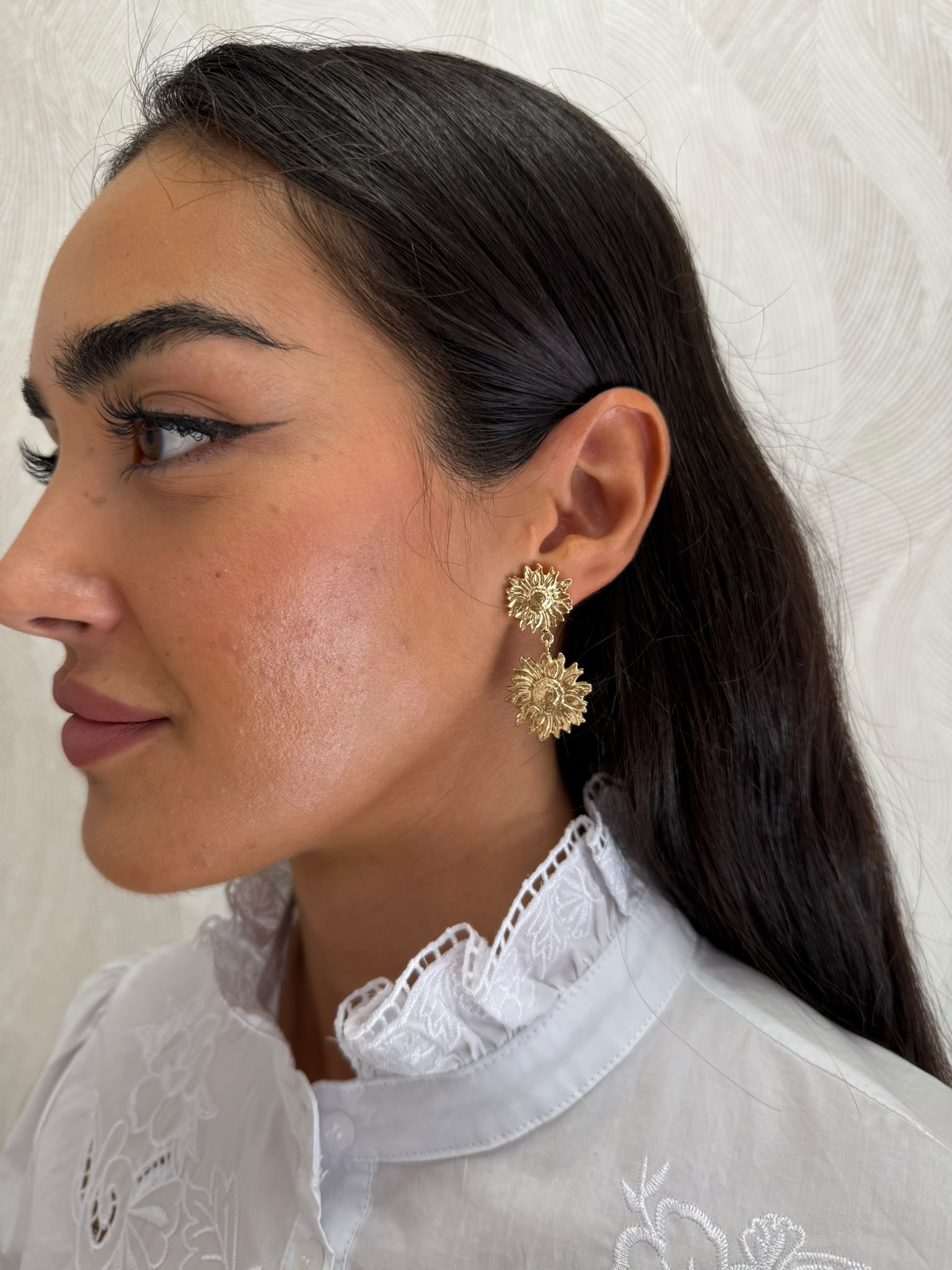 Pendientes dorados girasol