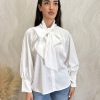Camisa lazada satén blanco - Imagen 2