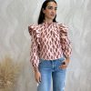 Camisa volantes estampada rojo - Imagen 3
