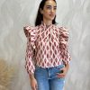Camisa volantes estampada rojo - Imagen 2