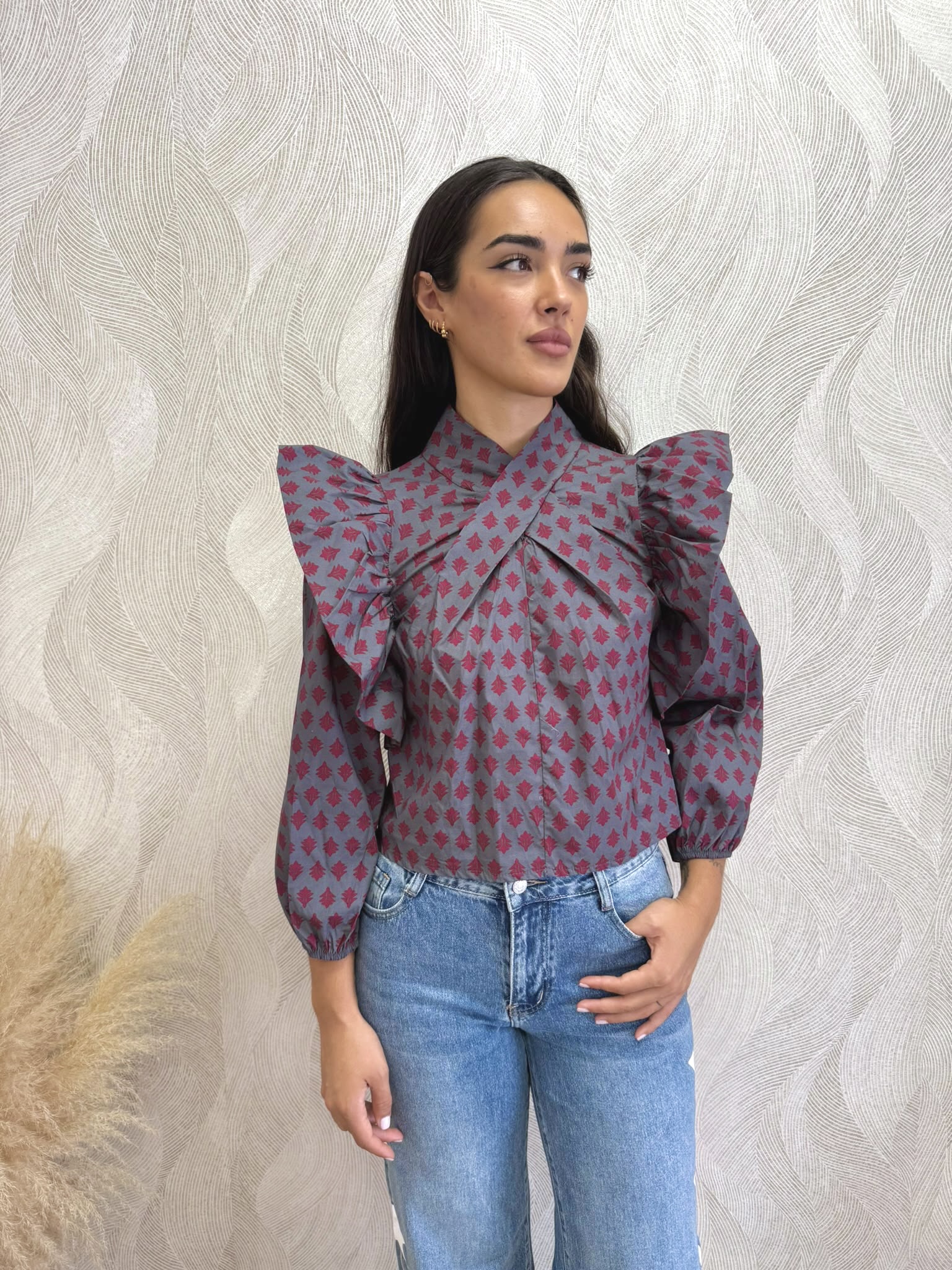 Camisa volantes estampada
