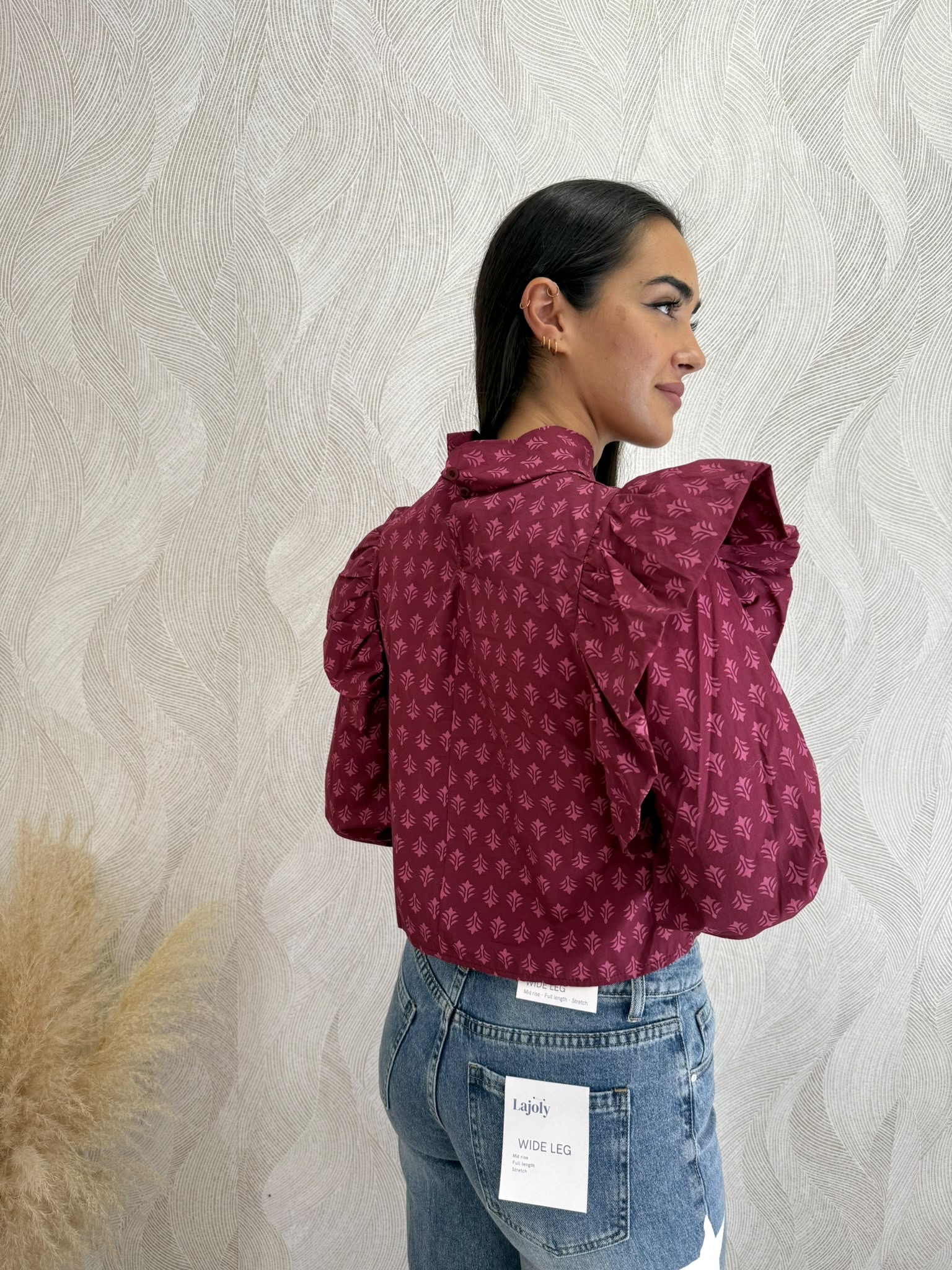 Camisa volantes estampada rosa - Imagen 4
