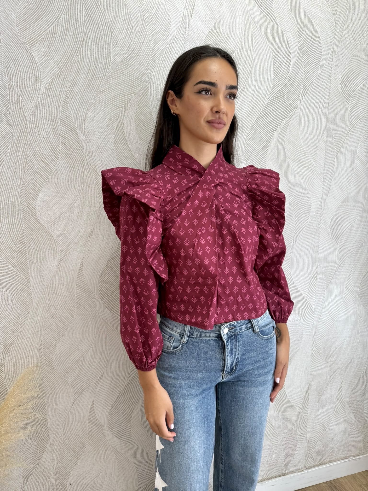Alternative view of Camisa volantes estampada rosa