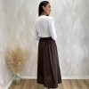 Falda midi capa pañuelo marrón oscuro - Imagen 4