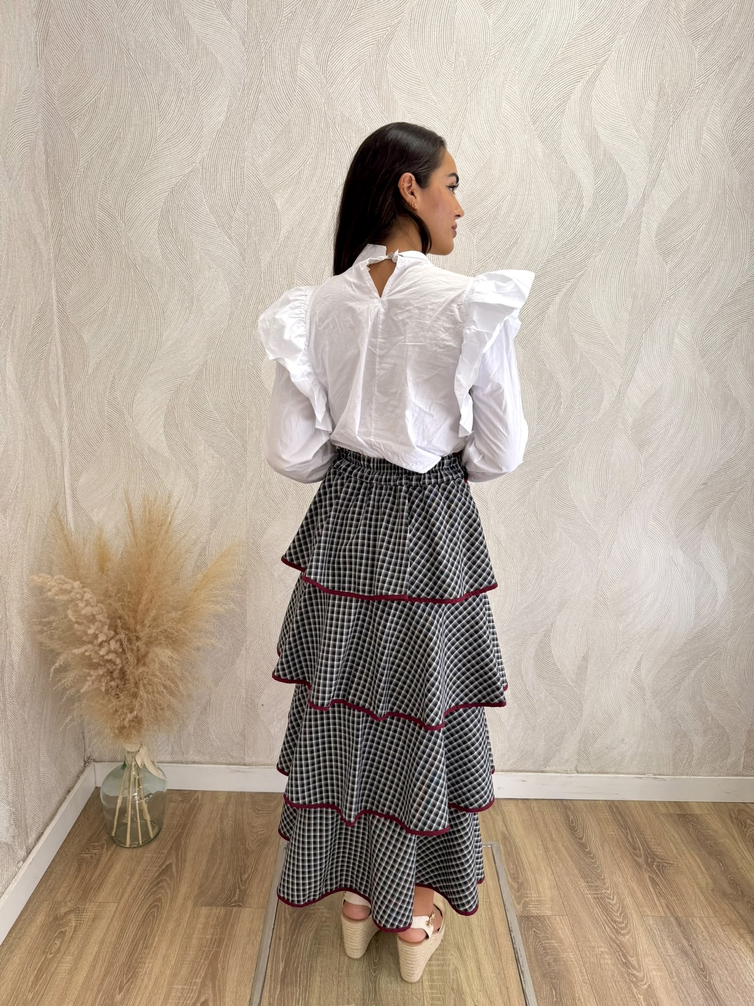 Falda midi volantes vichy - Imagen 5