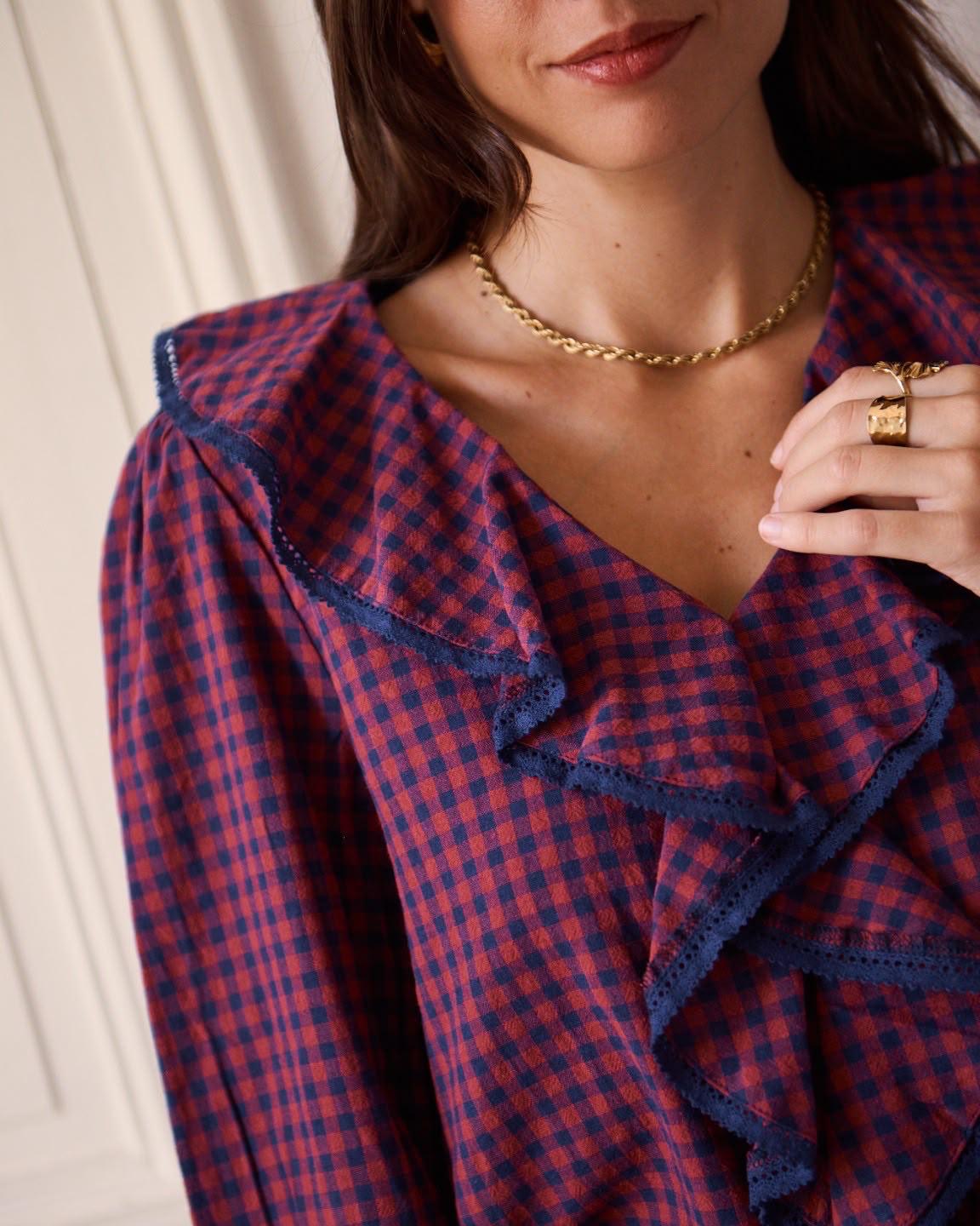 Camisa volantes cuadros vichy - Imagen 3