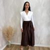 Falda midi capa pañuelo marrón oscuro - Imagen 3