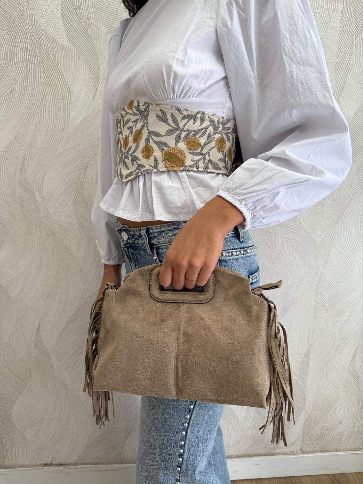 Alternative view of Bolso ante flecos beige