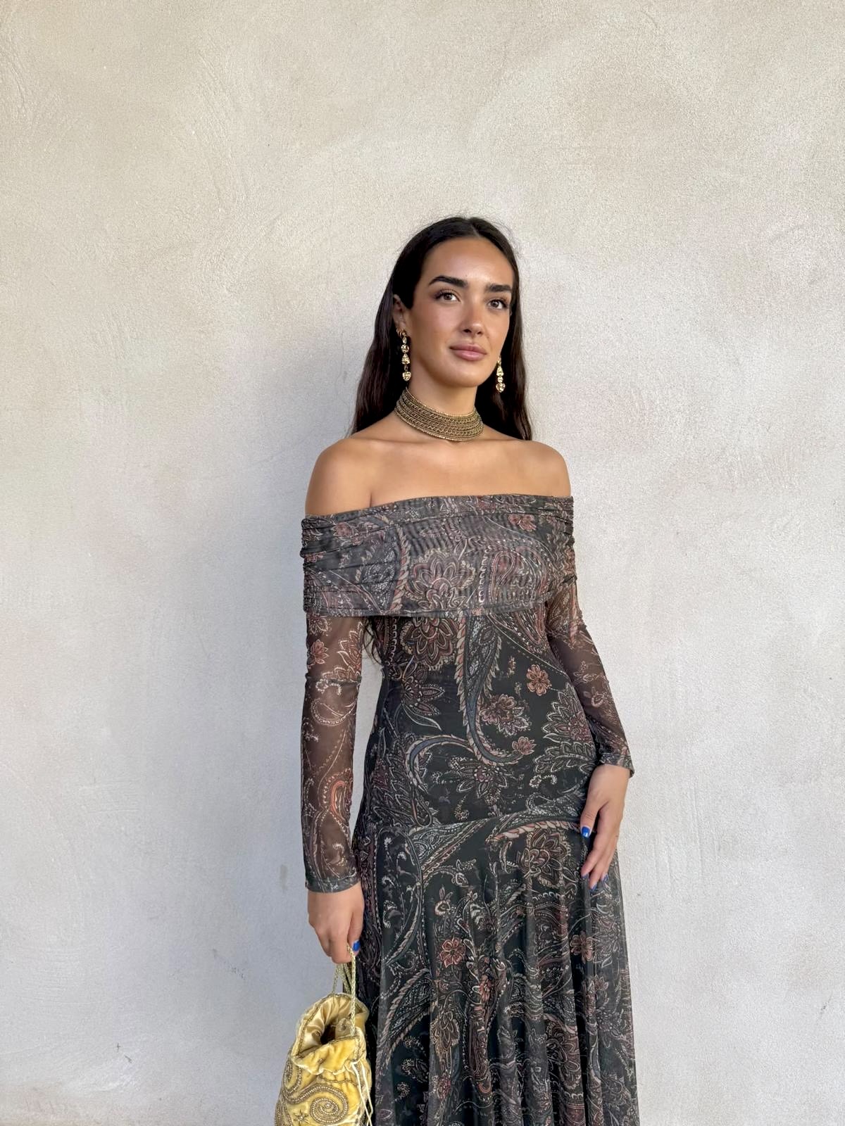Alternative view of Vestido bardot gasa estampado