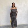 Vestido bardot gasa estampado