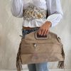 Bolso ante flecos grande beige - Imagen 3