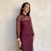 Vestido Singapur burdeos - Imagen 4