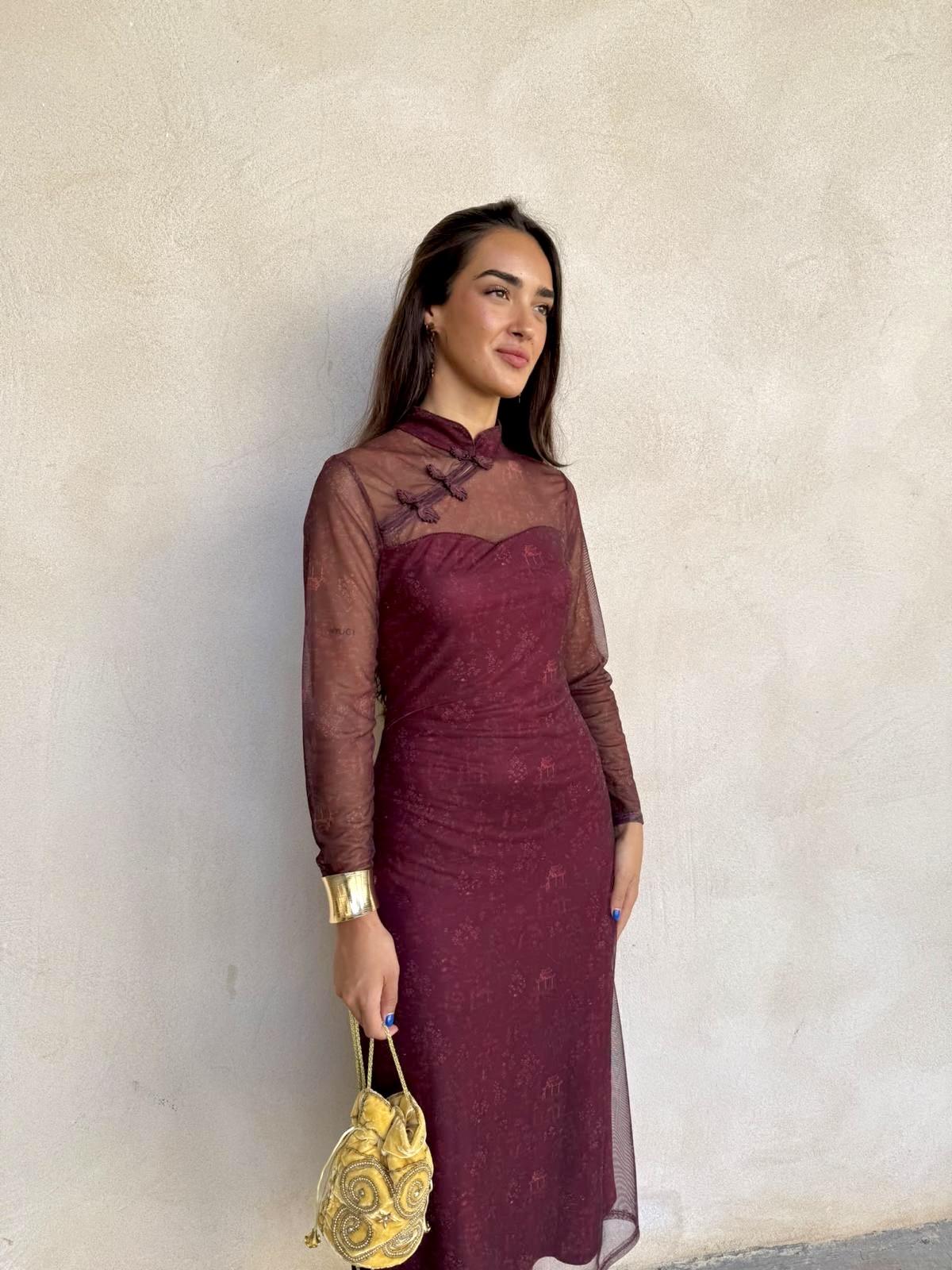 Vestido Singapur burdeos - Imagen 4