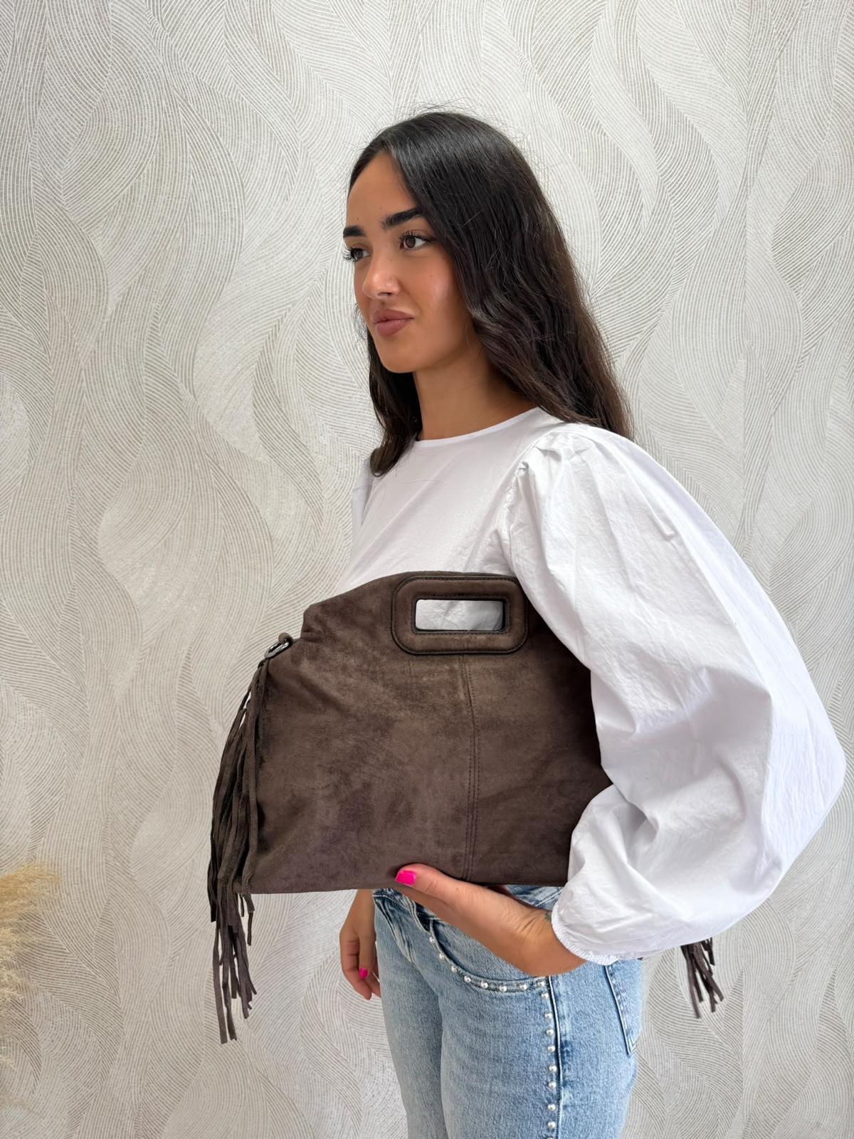 Alternative view of Bolso ante flecos grande marrón