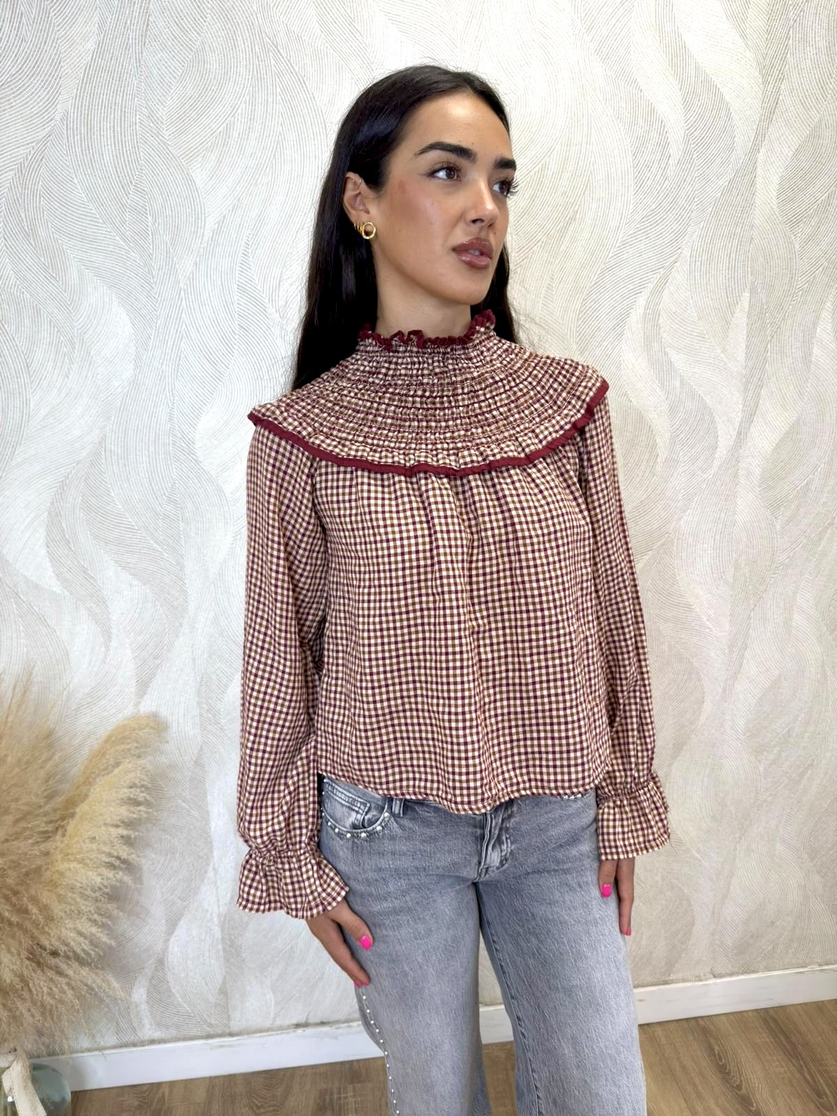 Alternative view of Camisa Simoneta vichy burdeos