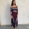 Vestido bardot tie-dye burdeos - Imagen 3
