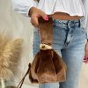 Bolso bombonera terciopelo camel